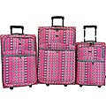J World Wheeled Three-piece Pink Monitor Luggage Set