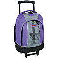 J World Purple Rolling Backpack with Lightning Wheels