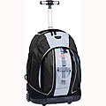J World Black/ Blue Rolling Backpack with Lightning Wheels