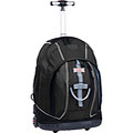 J World Black/ Blue Rolling Backpack with Lightning Wheels
