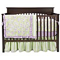 Bacati Flower Basket Lilac/ Green 4-piece Crib Bedding Set