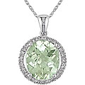 10k Gold Green Amethyst and 1/4ct TDW Diamond Necklace