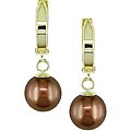 10k Yellow Gold Brown Tahitian Pearl Earrings (8-9 mm)