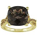 10k Yellow Gold Smokey Quartz and Diamond Accent Ring