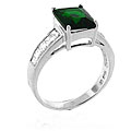 Sterling Silver Green Cubic Zirconia Engagement-style Ring