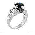 Sterling Silver Round Dark Blue/ Clear Cubic Zirconia Ring