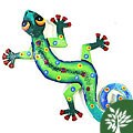 Painted Metal Jungle Design Gecko (Haiti)