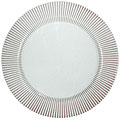 Turgla Frosted Glass Charger/ Serving Tray with Brown Rim Design