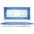 Turgla Frosted Cobalt Blue Rim Glass 2-compartment Platter
