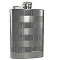 Stainless Steel Brushed/ Polished/ Grooved 6-ounce Stripe Flask