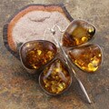 Sterling Silver Honey Amber Butterfly Slider Pendant (Poland)