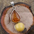 Sterling Silver Milky and Honey Amber Pendant (Poland)