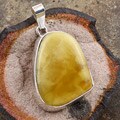 Sterling Silver Milky Amber Abstract Pendant (Poland)