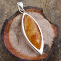 Sterling Silver Honey Amber Marquise Pendant (Poland)