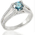 14k White Gold 1 3/4ct Blue Round-cut Diamond Ring