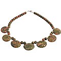 Handmade Silver Bead Green/ Pink Jasper Necklace (Thailand)