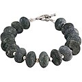 Sterling Silver and Green Serpentine Bead Bracelet (Thailand)