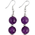 Sterling Silver Amethyst Handmade Dangle Earrings (Thailand)