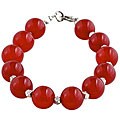 Sterling Silver and Red  Ruby Quartz Handmade Bracelet (Thailand)
