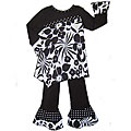 AnnLoren Boutique Girl's Black and White Floral Outfit