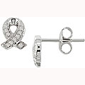 10k White Gold 1/10ct TDW Diamond Ribbon Earrings