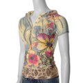 Moa Collection Junior's Floral Yellow Sublimation-print Top
