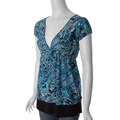 Happie Brand Junior's Blue Short-sleeve Empire Waist Tunic