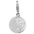 14k White Gold Diamond Accent Yin Yang Charm