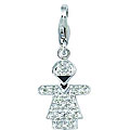 14k White Gold Diamond Accent Girl Charm