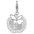 14k White Gold 1/10ct TDW Diamond Big Apple Charm