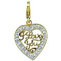 14k Gold 1/10ct TDW 'I Love You' Charm
