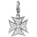 14k White Gold 1/10ct TDW Diamond Maltese Cross Charm