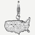 14k White Gold 1/10ct TDW Diamond U.S Map Charm