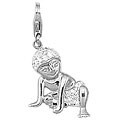 14k White Gold 1/10ct TDW Diamond Infant Charm