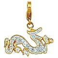 14k Gold 1/10ct TDW Diamond Dragon Charm