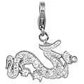 14k White Gold 1/10ct TDW Diamond Dragon Charm