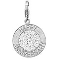 14k White Gold 1/10ct TDW Diamond Happy Anniversary Charm
