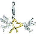 14k Two-tone Gold 1/10ct TDW Diamond Love Doves Charm