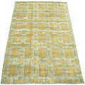 Indo Hand-knotted Blue/ Olive Wool Rug (5' x 8')