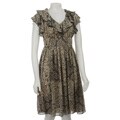 Maggy Boutique Women's Silk Chiffon Ruffle Neck Dress