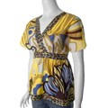 Funky People Women's Yellow V-neck Print Tunic Top