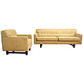 Microfiber Camel-colored Retro Sofa Set