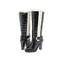 MICHAEL Michael Kors Derby Boot Suede Black Patent Leather Boots
