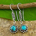 Sterling Silver and Turquoise Long Earrings (Indonesia)