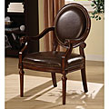 Roll Arm Leather Nailhead Accent Chair