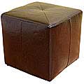 Brown Bonded Leather Cube Ottoman