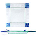 Turgla Clear/ Bubbled Cobalt Blue Glass Entree Plate