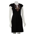 JAX Women's Cap Sleeve Embellished Ponte Dress