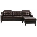 Natalie Brown Leather Tufted Sectional Sofa