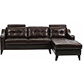 Natalie Brown Leather Tufted Sectional Sofa